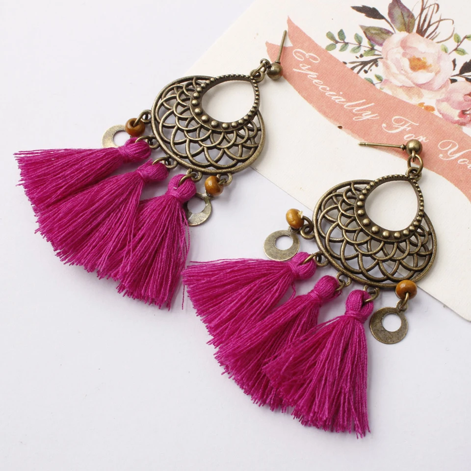 Big Circle Tassel Earrings for Women Bohemian Fan Shaped Drop Dangle 2019 New Design Party Jewelry Long Fringe Earring | Украшения и