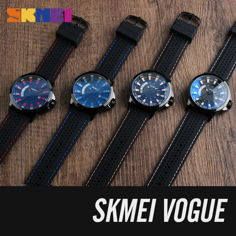 SKMEI модные мужские часы с полным календарем кварцевые наручные спортивные 30 м