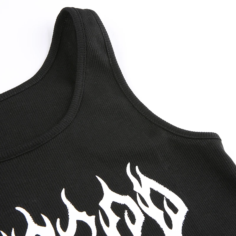 Weekeep Cropped Printed Tank Top Women Summer O-neck Streetwear Sleeveless Crop Top Sexy Tank Tops
