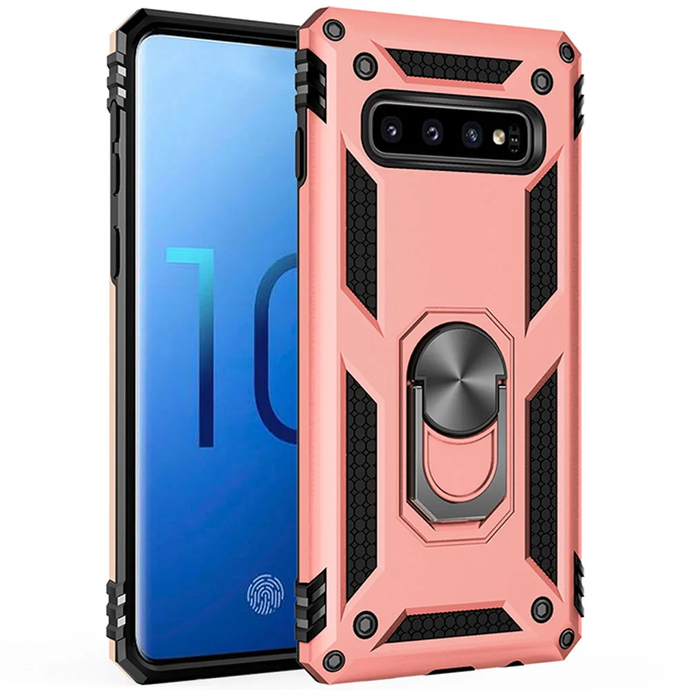 Для samsung Galaxy S10 S10e Lite + Plus 2in1 армейский бронированный чехол с магнитной кольцо Kickstand