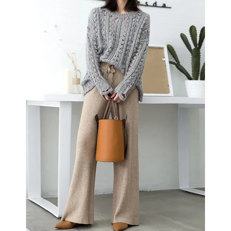 Marwin 2018 New-Coming Autumn Winter Loose Comfortable Soft O-Neck Pullovers Solid Full Casual Women Sweaters Blue Gray | Женская одежда