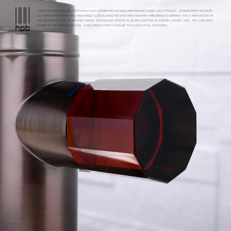 Смеситель для раковины HPB Oil Rubber Bronze с одним держателем и отверстием для модной агатовой воды H3001.