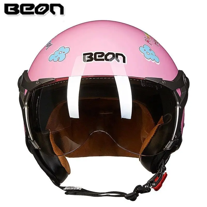 Bright pink kitten Beon мотоцикл ретро Винтаж 3/4 лицо шлемы capacete мотоцикл точка ECE половина шлемы B-110B - Цвет: Bright pink kitten