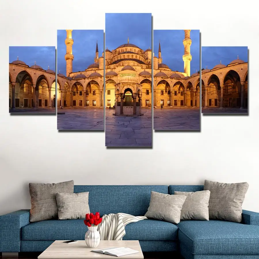 Голубой мечети плакат для дома декоративный Холст Wall Art Картина 5 шт. Султан