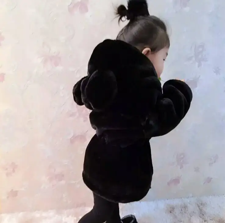 Baby Kids Girls Faux Fur Fleece Party Coat Winter Warm Long Section Hooded Jacket 1-5T Xmas Outerwear | Детская одежда и обувь