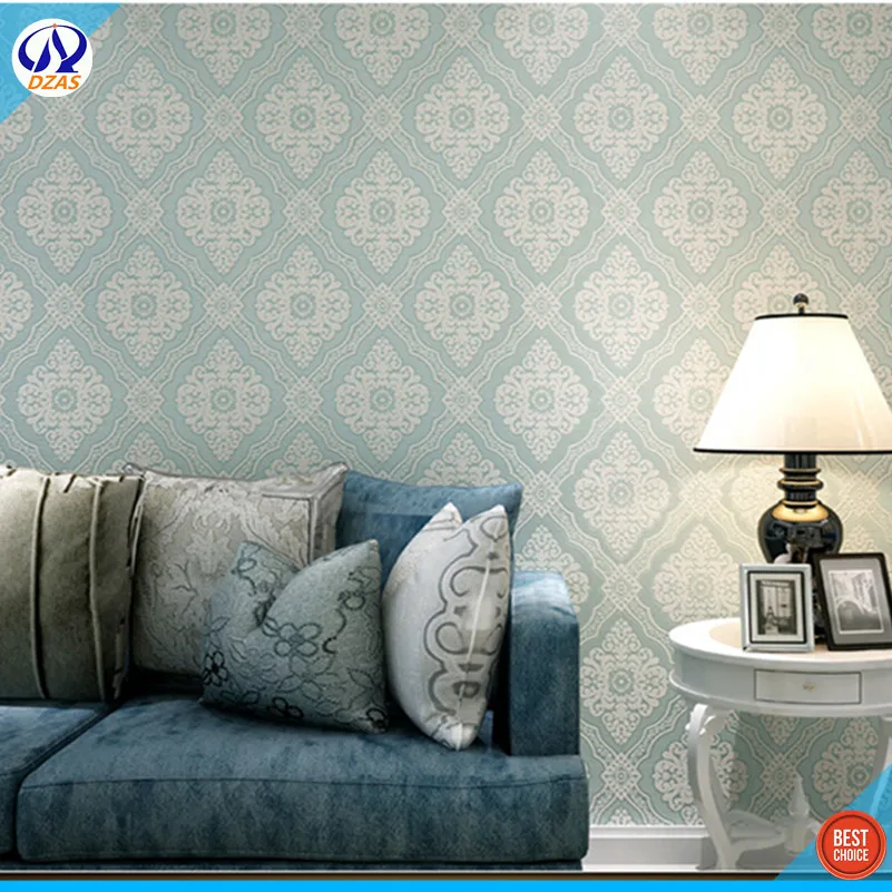 Light-colored Mood light blue Living room bedroom background European-style Damascus 3D stereo carving DZAS-CJ wallpaper | Обустройство