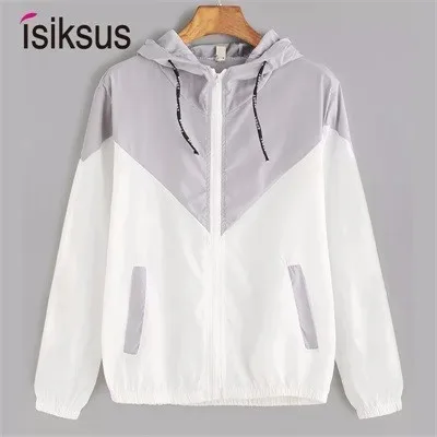 Isiksus, черная ветровка, Женская куртка с длинным рукавом, пальто с капюшоном, весна-осень, Повседневные базовые куртки размера плюс 4xl для женщин WJ017 - Цвет: gray