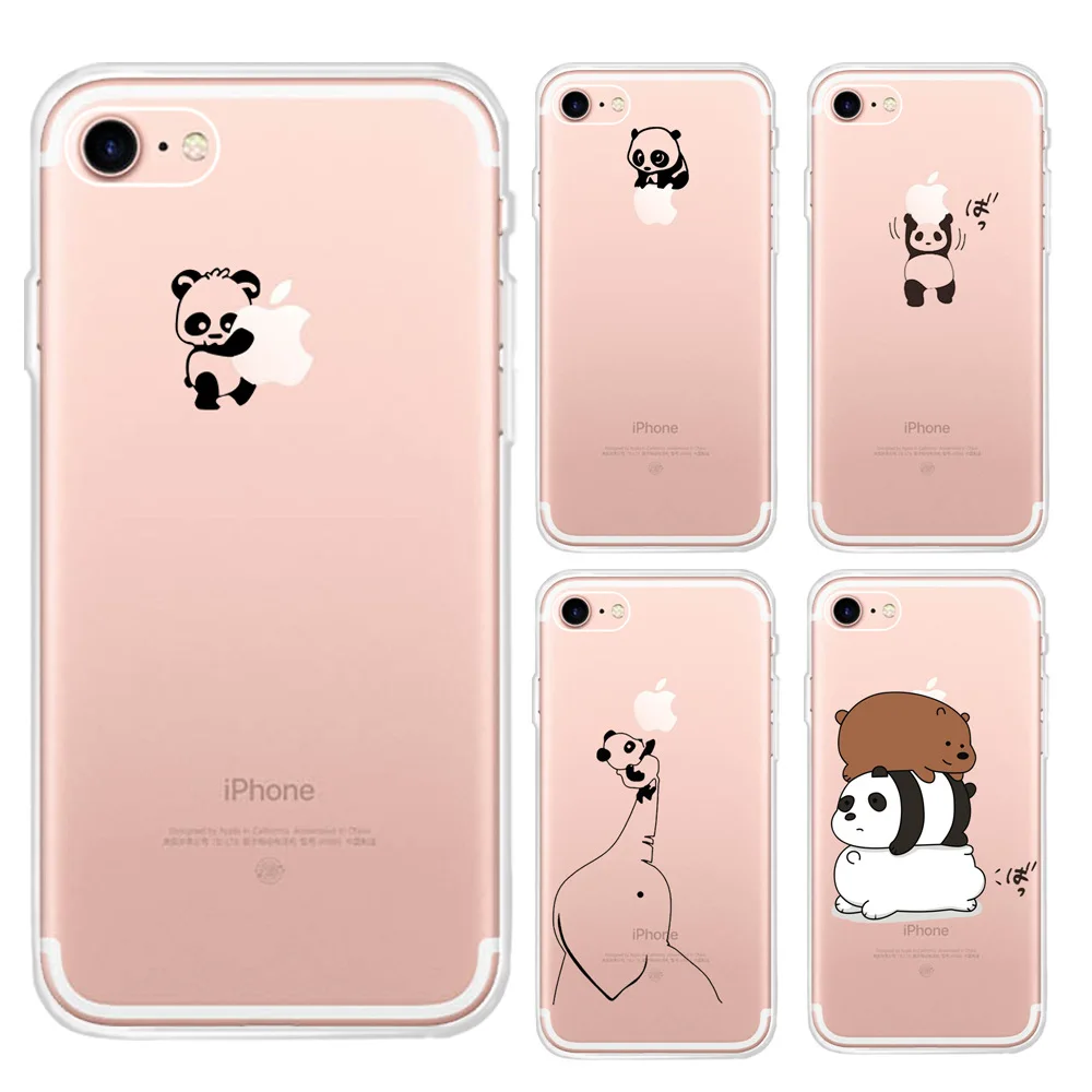 Модный чехол для телефона с рисунком панды iPhone 7 8 Plus XR XS MAX мягкий TPU X Xs 6 6s милый