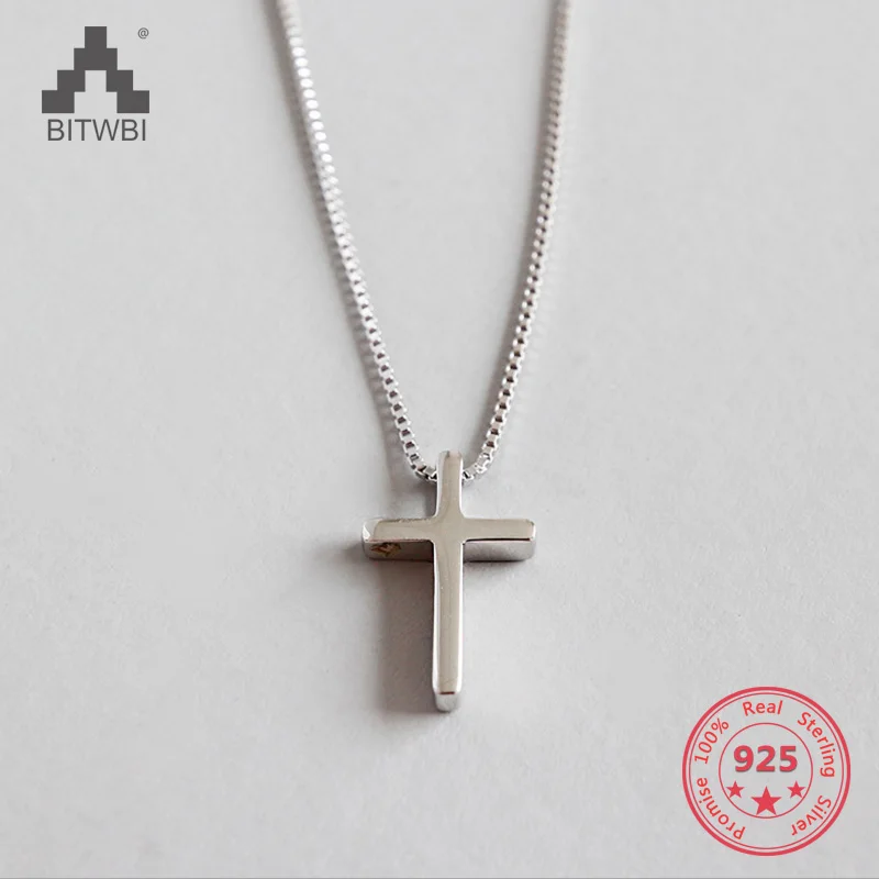

100% Genuine S925 Sterling Silver Pendant Simple Wild Cross Female Necklace Gift