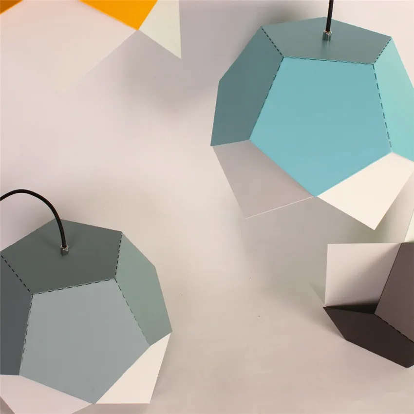 Скандинавские красочные железные геометрические светодиодные подвесные