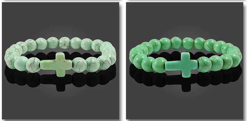 Fashion Men Natural Volcanic Stone Bracelet Classic Cross Beads Meditation Prayer Strand Bracelets Bangle for Women Yoga Jewelry