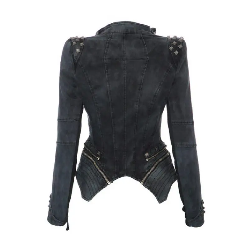 Горячая тонкая джинсовая куртка для тела Женская модная Военная короткая с