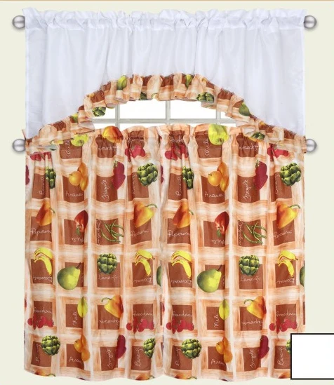 3 шт. набор кухонных занавесок из микрофибры с принтом фруктов|kitchen curtains fruit|curtain