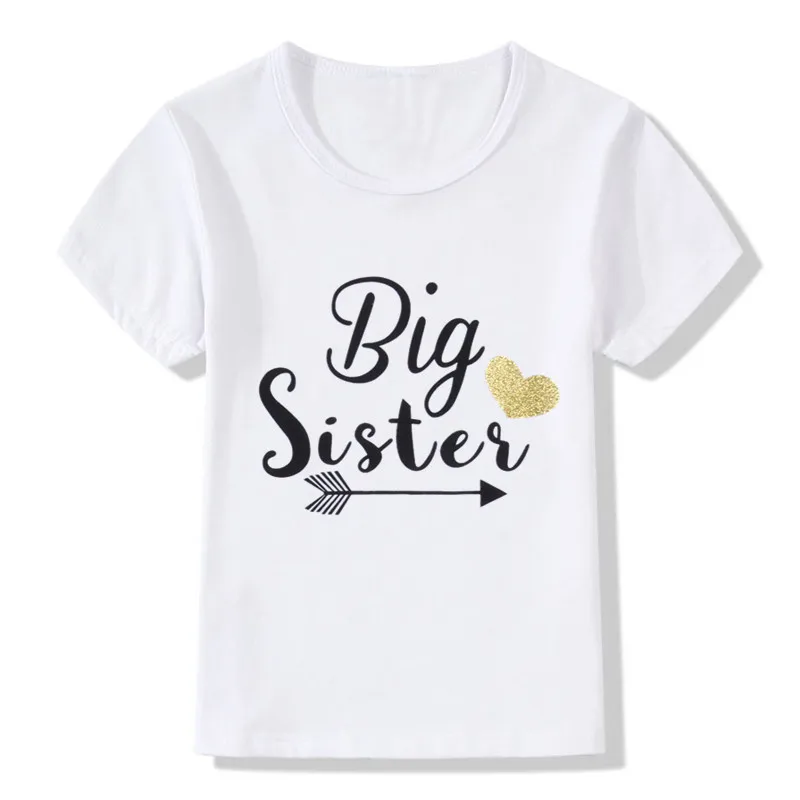 Детские летние топы Детская футболка с принтом Big Sister Одежда единорогом для