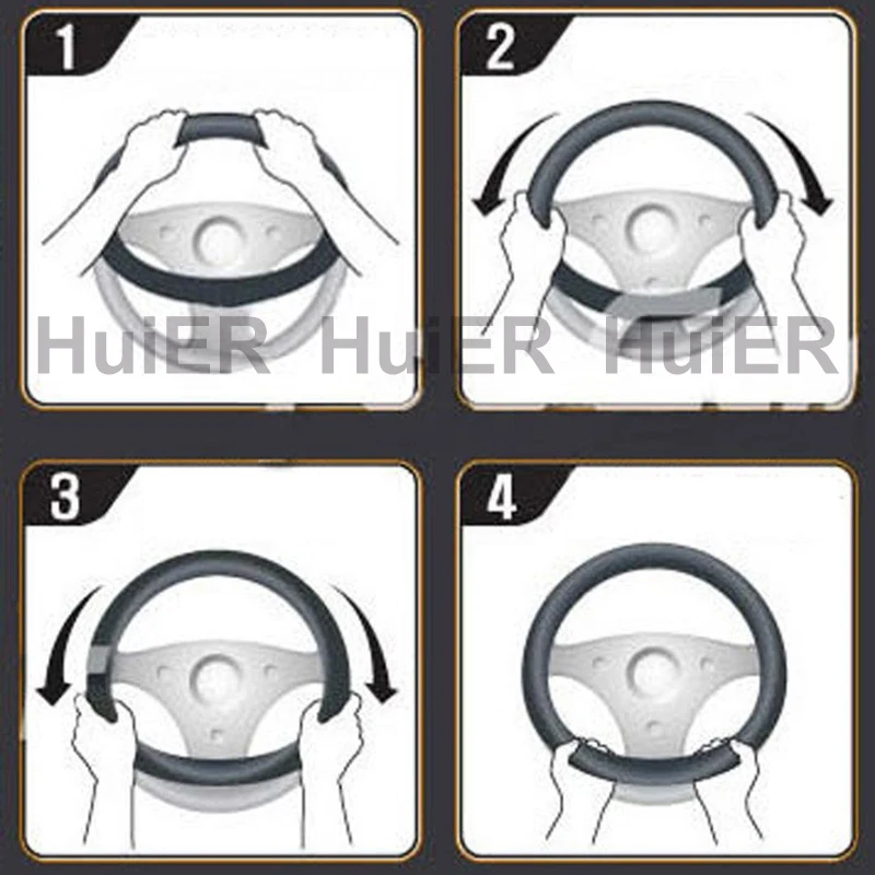 

HuiER High Quality Flax Car Steering Wheel Covers Anti-slip Breathable Car Styling Universal For 37-38CM Auto Steering-wheel