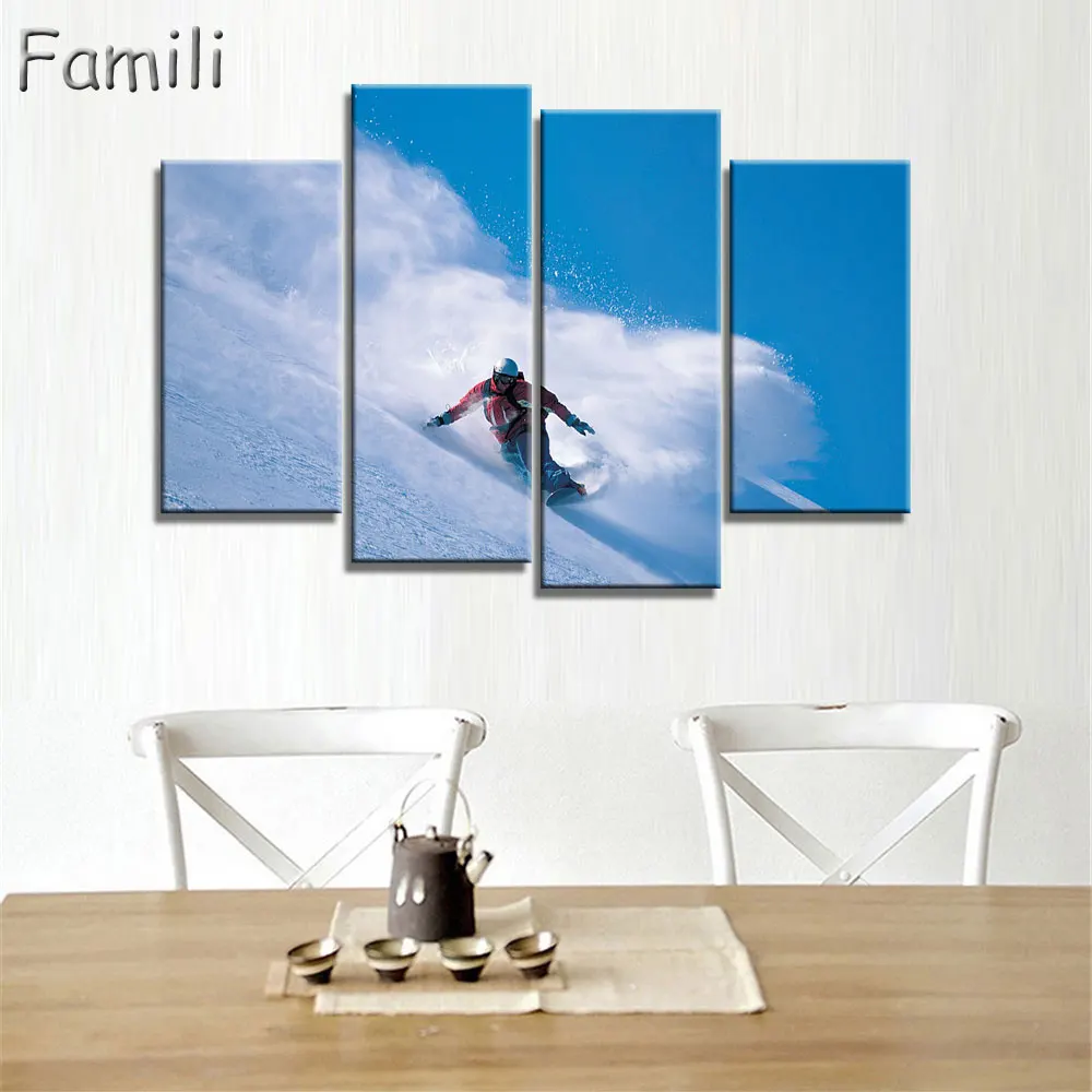 

Mountains Snow Skiing Sports Inspirational Motivational Poster Fabric Silk Poster Print Great Pictures On The Wall For Gift