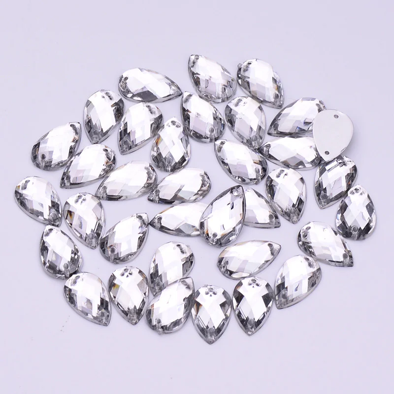 06 White JUNAO, 1000 шт, 8*13 мм, Пришивные разноцветные стразы в виде капель, аппликация с плоской задней стороной, акриловые стразы, алмазные стразы, для шитья, хрустальный камень, сделай сам, рукоделие - Цвет: 06 White