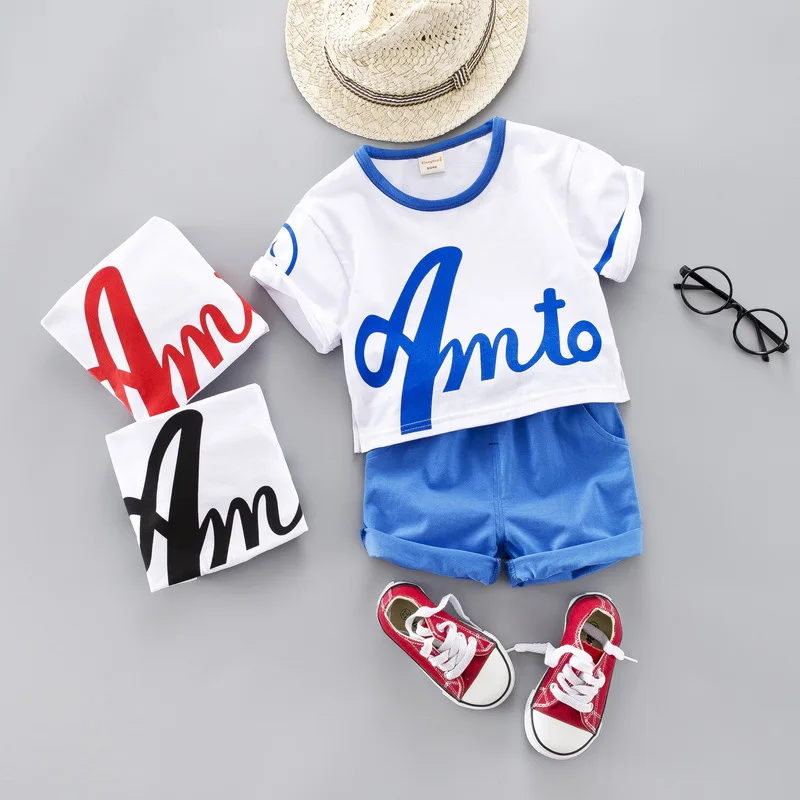 

baby boy set summer clothes 2019 new fashion casual letter print tshirt pant 2pcs baby suit for newborns cotton clothing set