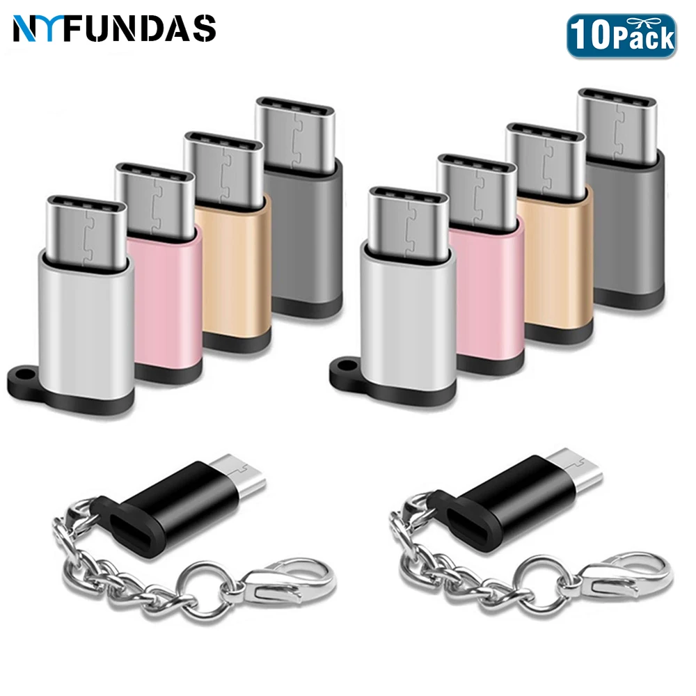 NYFundas 10 шт. Micro USB Женский к C Мужской конвертер Usbc зарядное устройство разъем