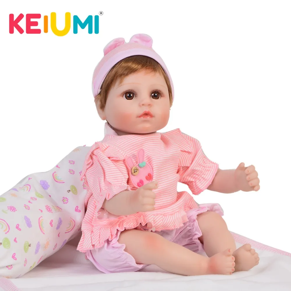 KEIUMI 18 дюймов реалистичные куклы новорожденных Мягкие силиконовые Новорожденные