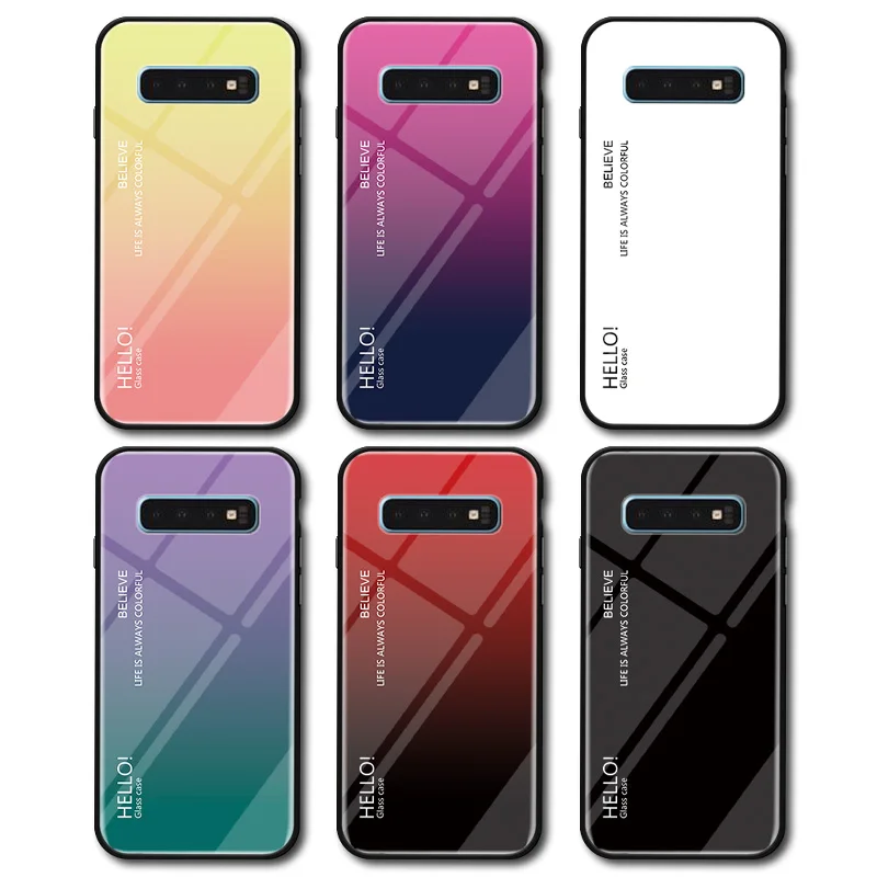 Градиентный чехол для телефона из закаленного стекла samsung Galaxy S10 Lite S9 S8 Plus S7 edge