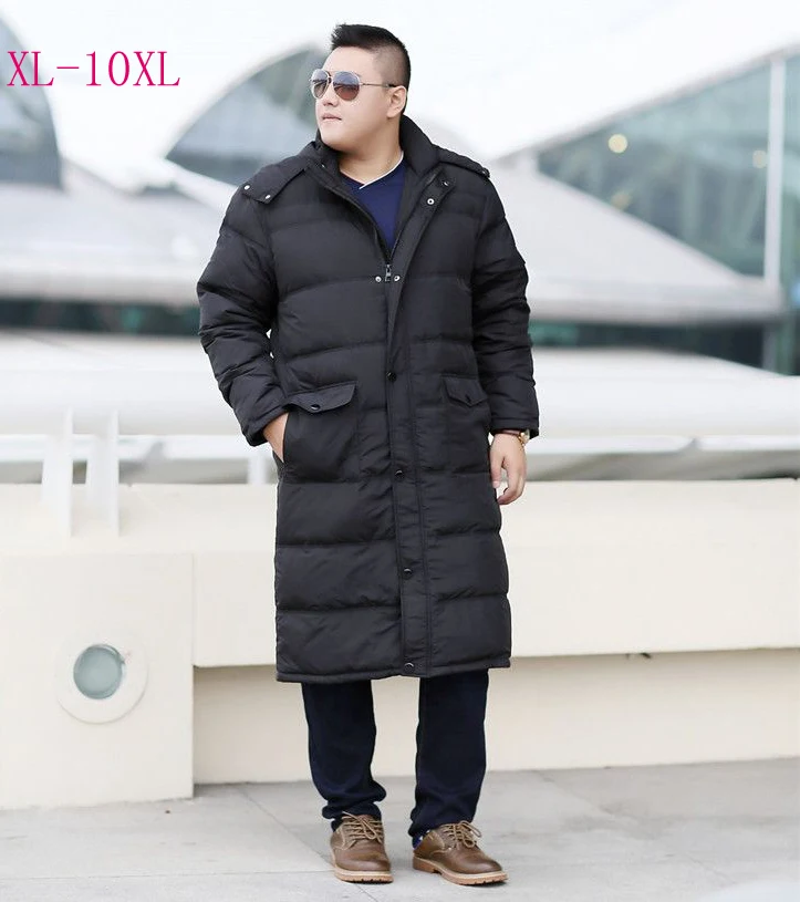 Large plus big size clothing for men maxi long loose winter down coat male parkas black army green 4xl 5xl 6xl 7xl 8xl 9xl 10xl