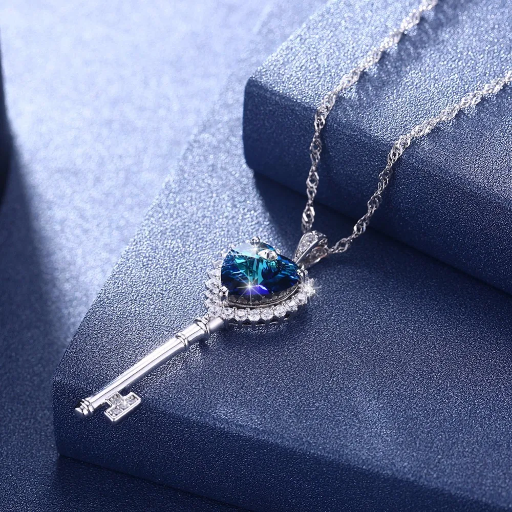 Lekani кристаллы от Swarovski голубое фиолетовое Сердце ожерелье с подвеской в виде