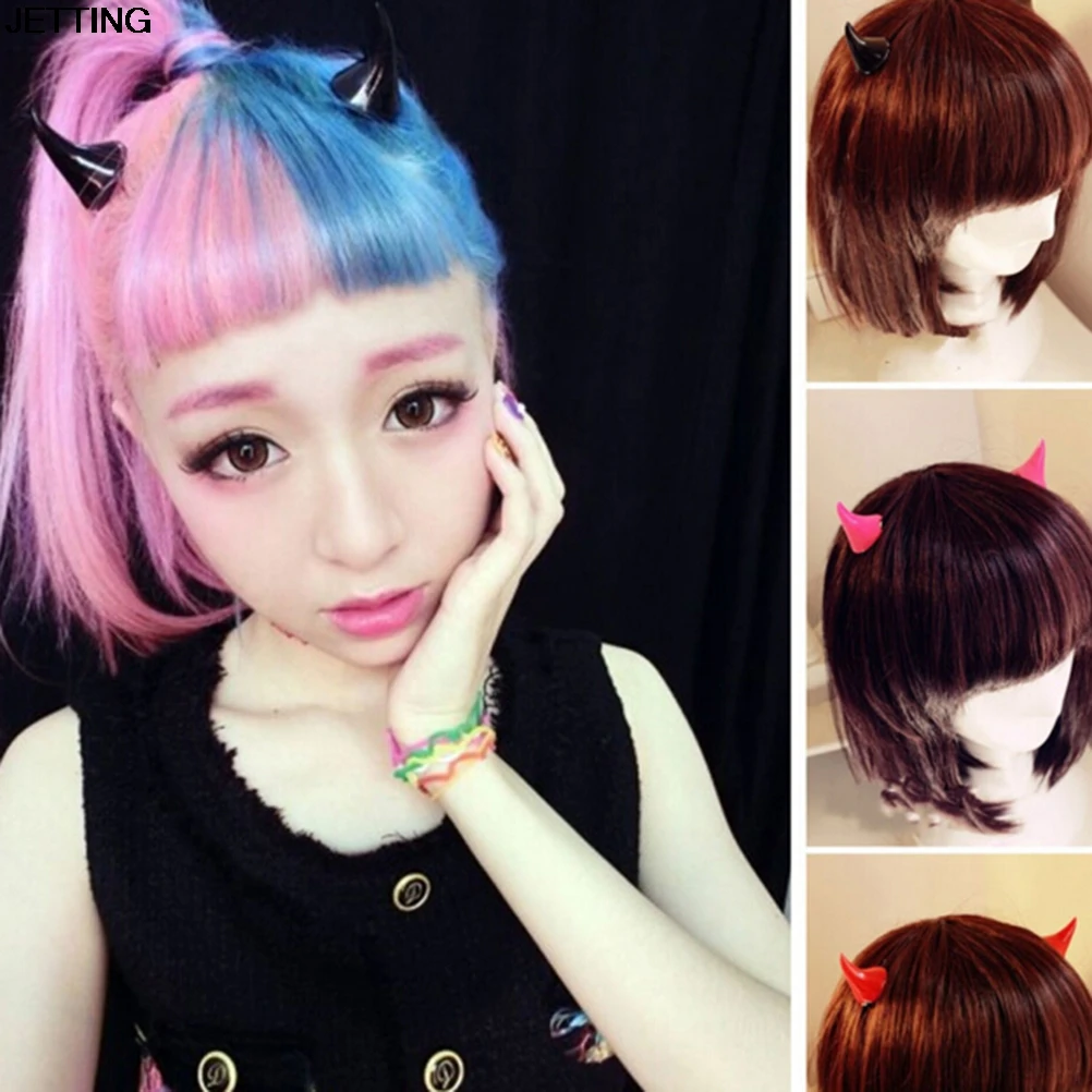 

2020 Horror Gothic Halloween Party Cosplay Costume Small Demon OX Horn Halloween Hair Accessories Clip Pin Hairpins 2pcs