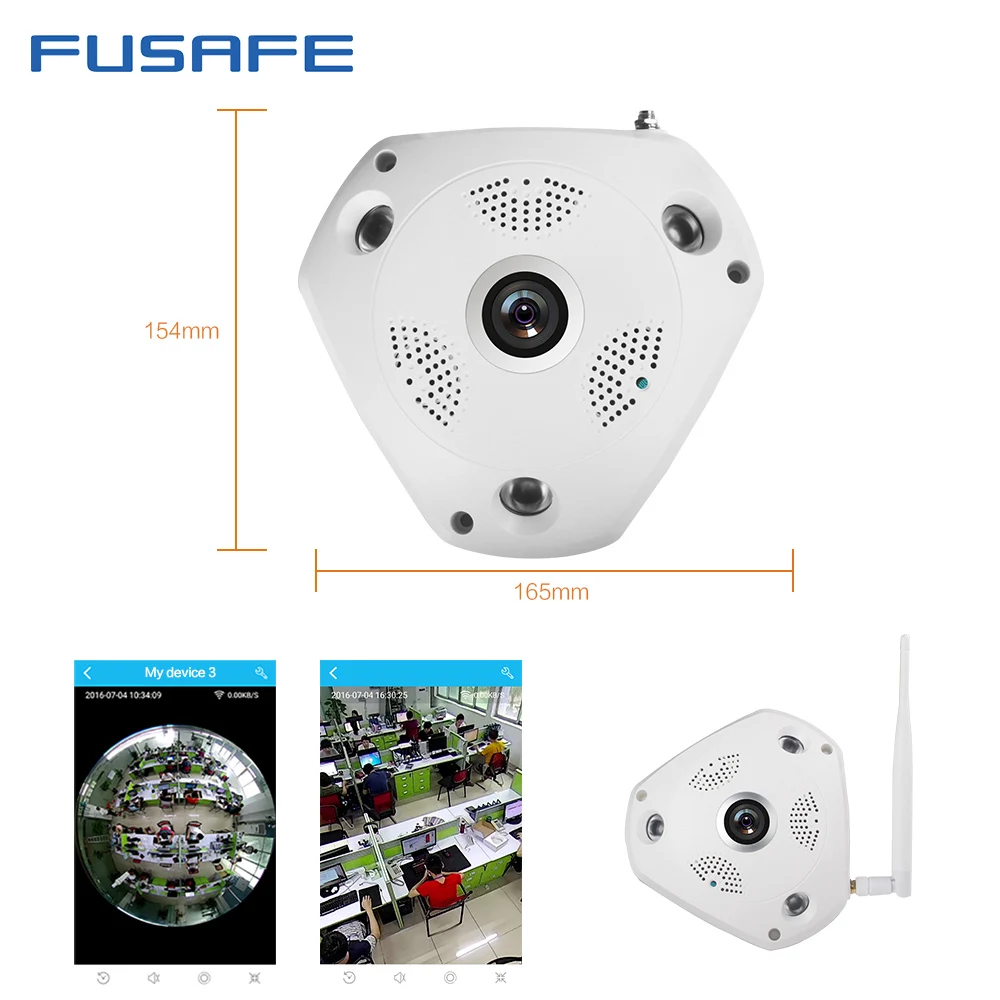 FUSAFE 360 Градусов Панорамный Рыбий Глаз Камеры 960 P Wi-Fi Беспроводная IP CCTV Камера
