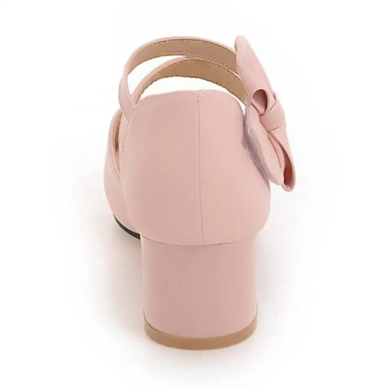 TAOFFEN Plus Size 31-47 Women Shoes Sandals Squared Heels Bowtie Bowknot Ankle Strapped Peep Toe Casual Fashion Footwear | Обувь