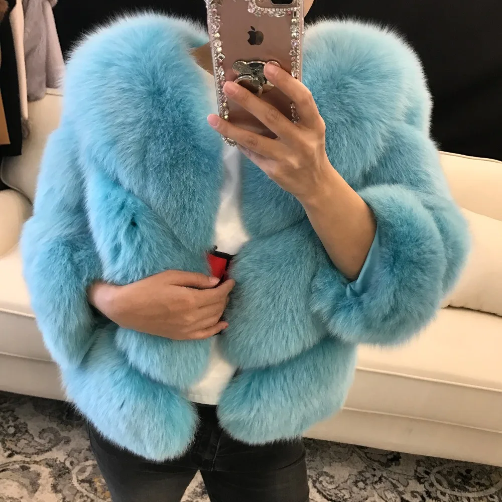 Женская куртка из натурального меха, Женская куртка из натурального Лисьего меха, Меховая зимняя верхняя одежда