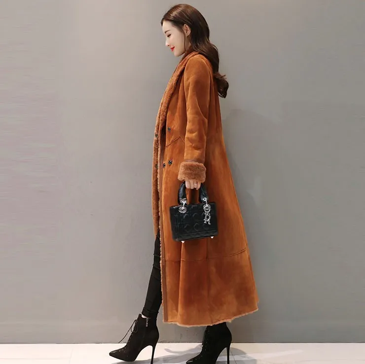 Женская зимняя куртка с меховым ворсом длинная хлопковая парка Толстая теплая J931