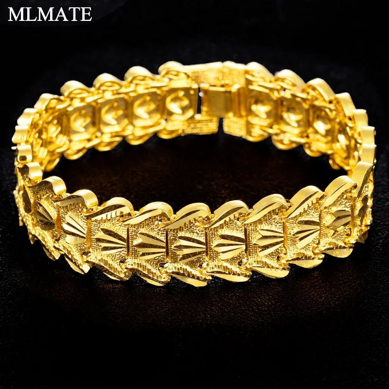 

Luxury Gold Color Bracelet 21cm Crown Wristband Men Jewelry Bracelets Bangles Gift for Him