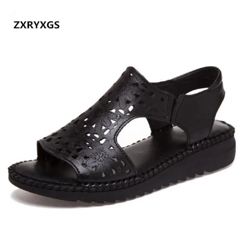 

ZXRYXGS брендовые сандалии, удобные босоножки из коровьей кожи, обувь на танкетке, повседневные сандалии, новинка 2022, женская обувь, летние модные сандалии