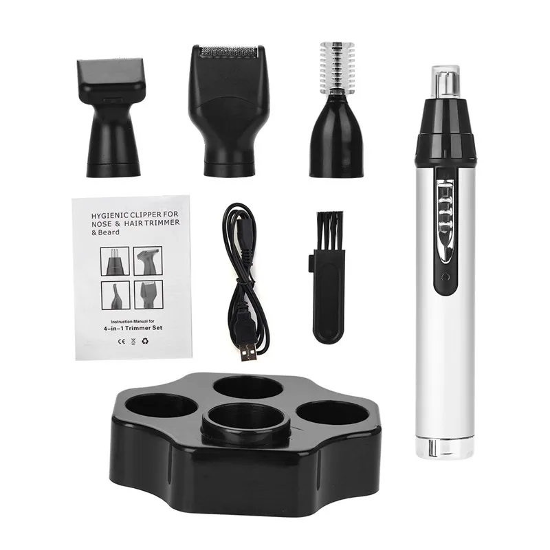 

CkeyiN 4 in1 Electric Ear Nose Trimmer for MenShaver Rechargeable Hair Removal Eyebrow Trimer Safe Lasting Face Care Tool Kit 42