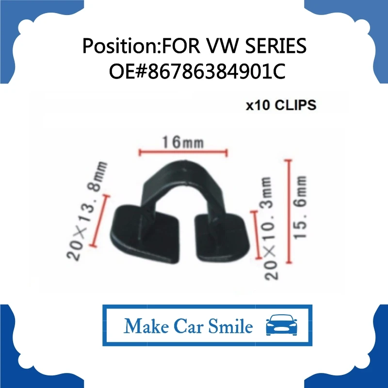 

10X Clip Insulator Cover Clip Attaching Bonnet Seal for VW Caddy, Golf, Passat, Polo, Sharan. Vento Bonnet OEM: 86786384901C NEW