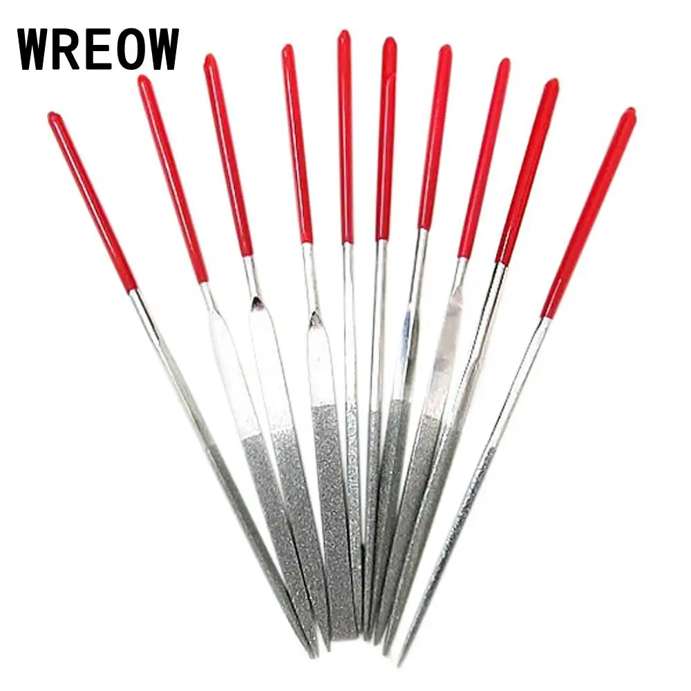 

Mini 10Pcs/Set jewelry Diamond Needle File 3mm x140mm Coated Riffler Jewelry Crafts Glass Stone Wood Cutting Carving Tools Set