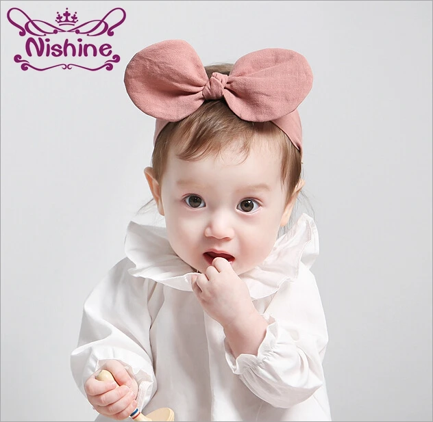 Детская повязка на голову Nishine с кроличьими ушками тюрбан бантом для девочек