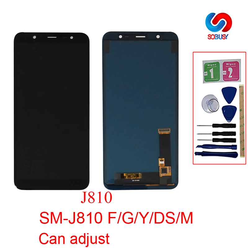 Для samsung Galaxy J8 J810 экран ЖК-дисплей+ сенсорный экран регулировка яркости Pancel SM-J810 J810M J810F Замена