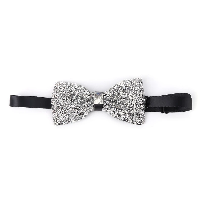 

Men Bow Tie With Rhinestone Necktie Bowtie Luxury Pre Tied Glitter Fashion Feast