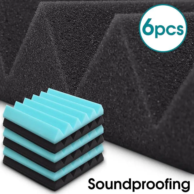 MTGATHER 6 шт. 12x12x1 Клин акустическая студия губка звукоизоляция пены стены плитки пирамиды студия пены губка