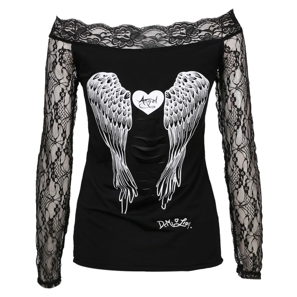Женская кружевная блузка Angle wings Летняя Повседневная большого размера с длинным