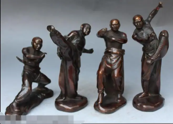 S01124 Китай Бронза Четыре Diamond Архат Буддийский монах Практикующих боевые