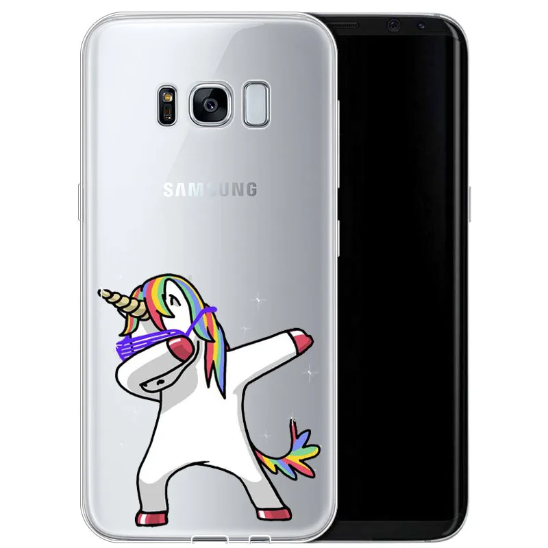 Увлекательный чехол для телефона Samsung2016 2017J3J5J7 A3 A5 A9 Симпатичные Радуга лошадь ТПУ