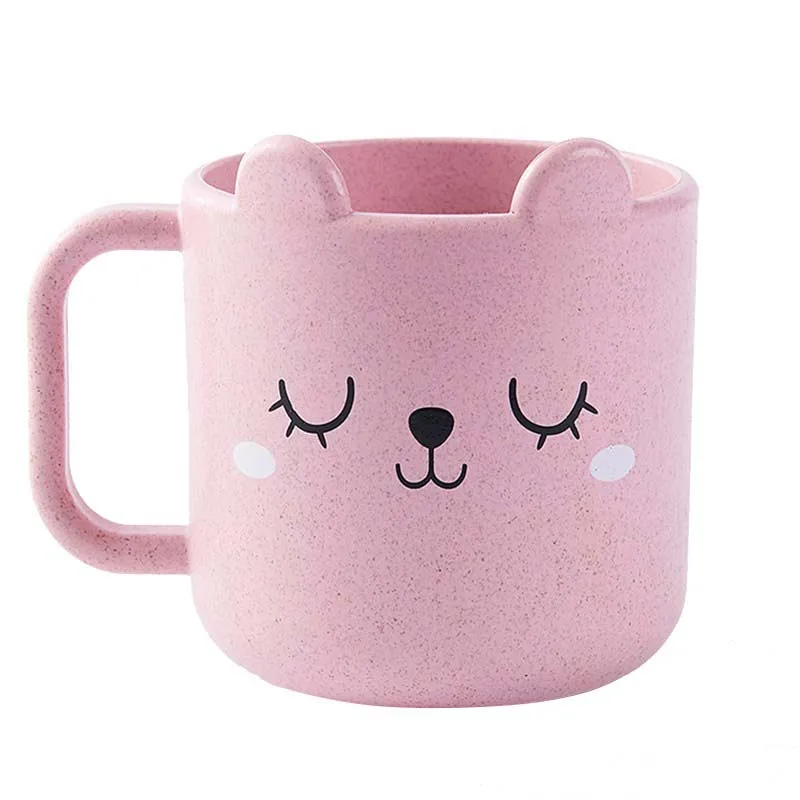 Pink Cat Cup Милая чашка с рисунком кота, чашка с ручкой, молоко, кофе, пшеничная солома, пластиковая чашка для воды, дорожная забавная кружка для детей, подарок на рождественскую вечеринку - Цвет: Pink Cat Cup