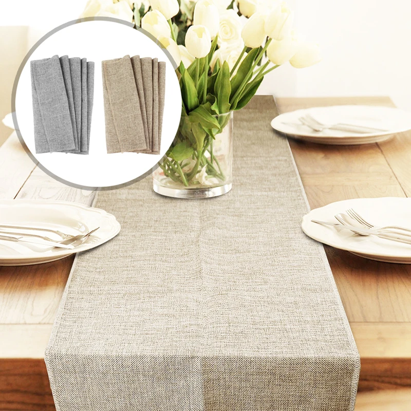 Скатерть для свадебной вечеринки Настольная дорожка из мешковины натуральный