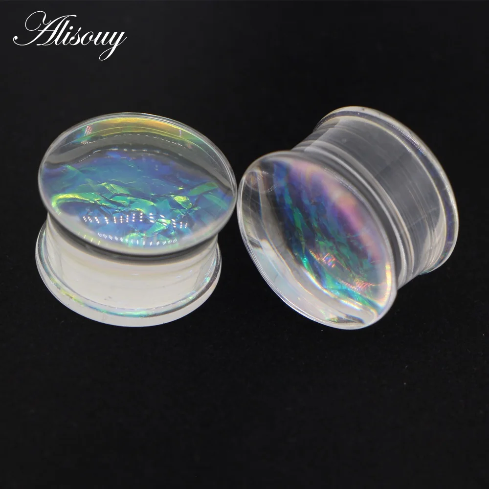 EM0821D transparent Alisouy 2 шт. прозрачный акриловый розовый гранулированный Седло беруши и туннель пирсинг ювелирные изделия измерительные приборы серьги расширитель - Окраска металла: EM0821D transparent