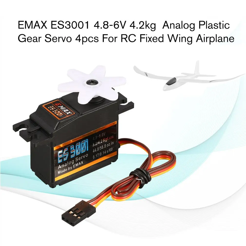 4 шт. EMAX аналоговые Пластик Шестерни Servo ES3001 8 V 6 2 кг 0 17/0 14 s/60 градусов для