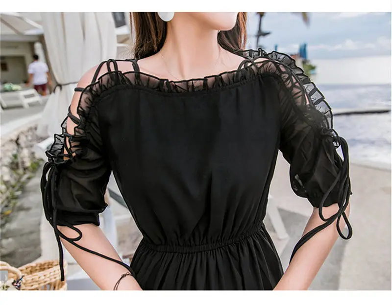 Модное Новое богемное красное однотонное шифоновое пляжное платье для женщин 2019