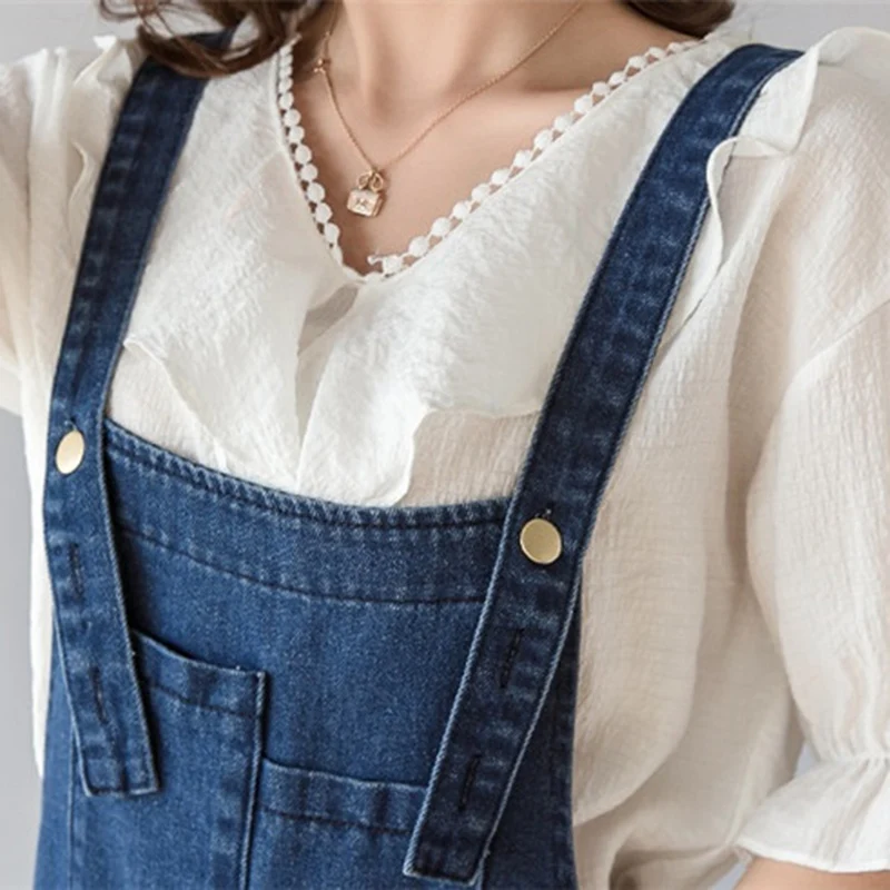 Платье женское джинсовое на бретелях Свободный пуловер из денима без рукавов